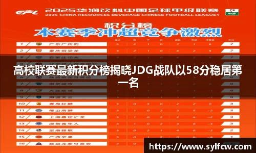 高校联赛最新积分榜揭晓JDG战队以58分稳居第一名